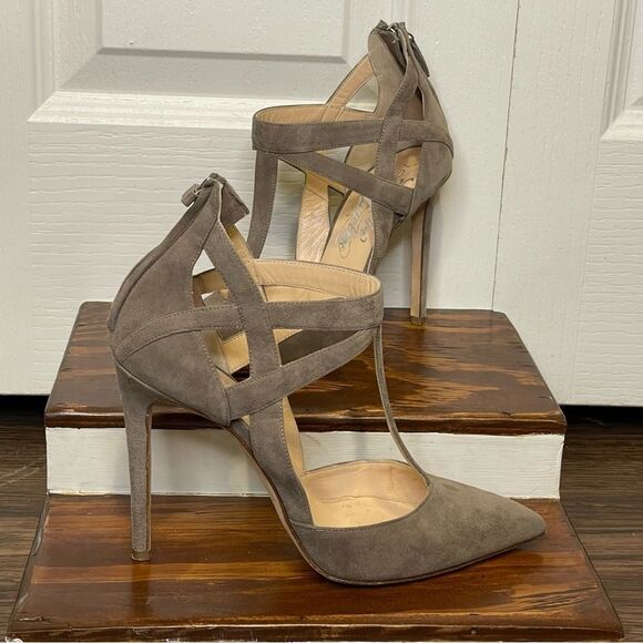 Alejandro Ingelmo Closed Pointed Toe Suede Leather Strappy Heels Size 36.5 / 6.5 - Picture 2 of 15